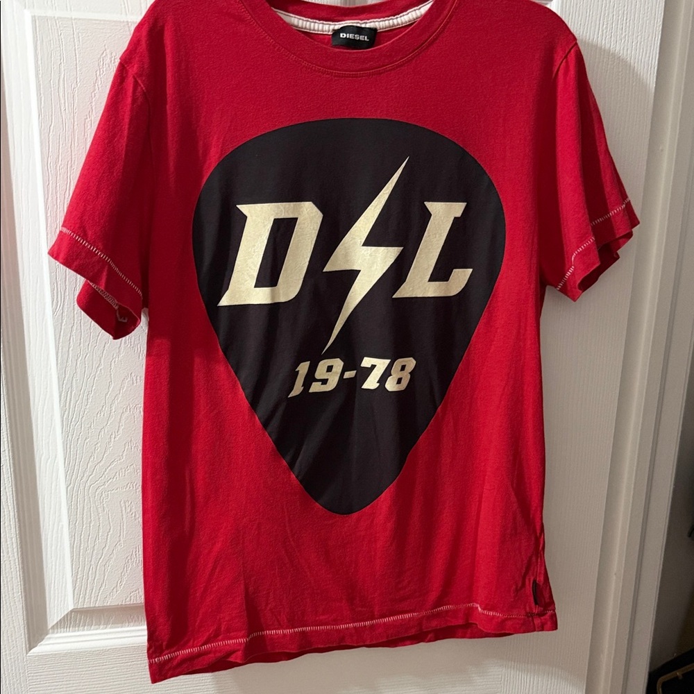 Diesel Red and Black  T-Shirt with Graphic